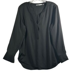 Violet + Claire Black Long Sleeve V Neck‎ Button Front Shirt Top Womens Size M